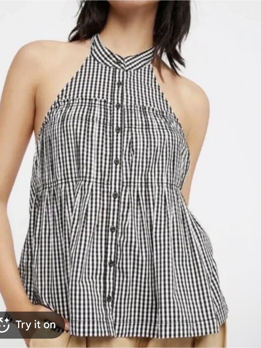 FREE PEOPLE GINGHAM TOP SIZE S